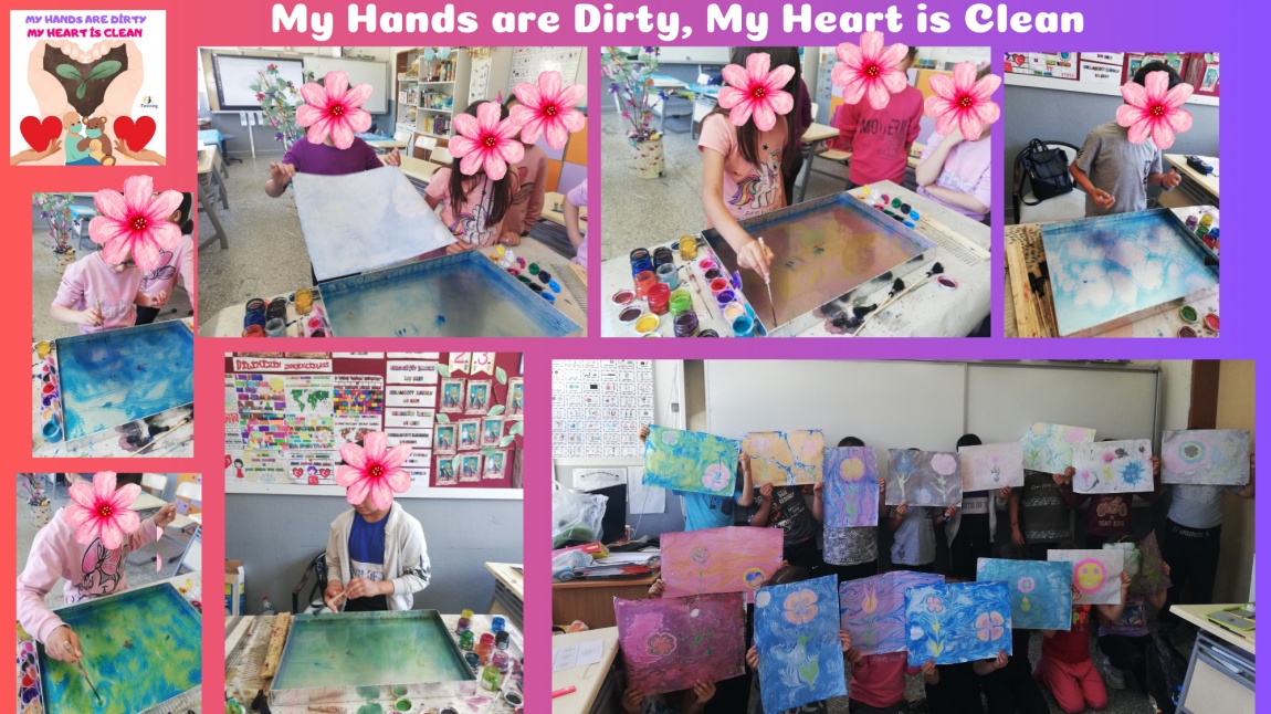 3/C sınıfı öğrencileri Pervin Şahin rehberliğinde My Hands are Dirty, My Heart is Clean  projesinde ebru sanatı etkinliğ yaptılar.